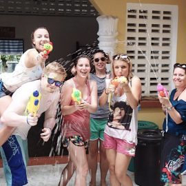 Marine conservation interns in Thailand having fun