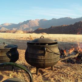 Cooking dinner in the Namib Desert