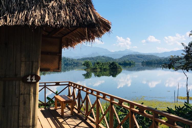 Deck in Laos elephant sanctuary
