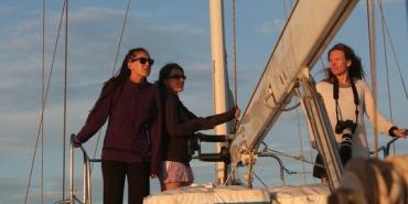 Volunteers on board the boat in Italy