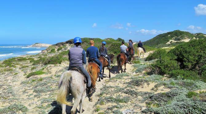 Volunteers horse riding at Kenton on Sea in free time