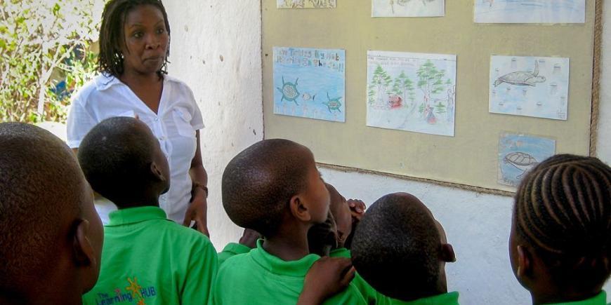 Kenyan school children learning