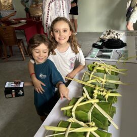 Family volunteering with elephants in Laos