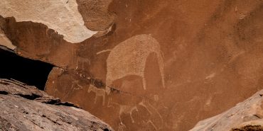 San bushmen cave art elephant in Namibia