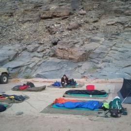 Volunteers sleeping out under the stars in Namibia