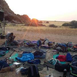 Sunrise at volunteer camp in Namibia