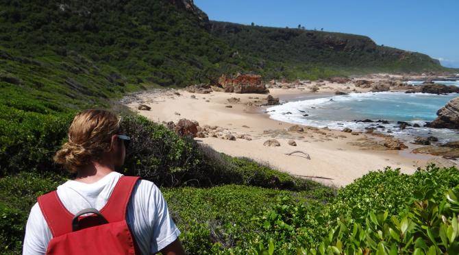 Intern looking out at Nature's valley beach