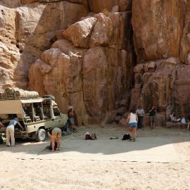 Volunteer camp in the shade in Namibia