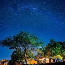 Volunteer camp at night in South Africa