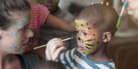 Face painting in pre school in Wildlife Sanctuary
