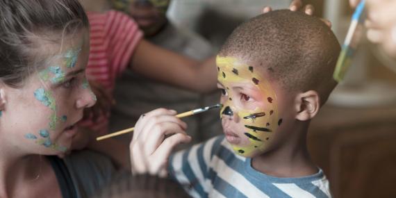 Face painting in pre school in Wildlife Sanctuary