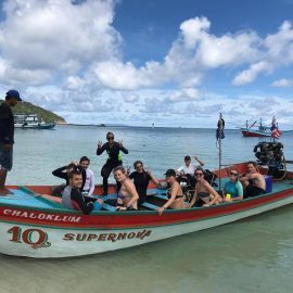 Marine volunteers on boat in Thailand