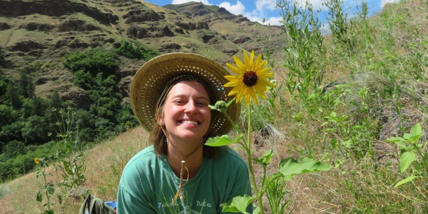 Happy volunteer in the nature in Oregon