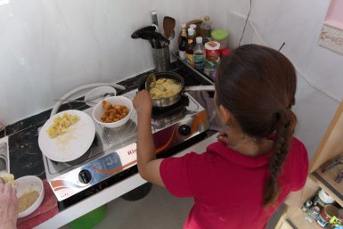 Cooking in the volunteer house