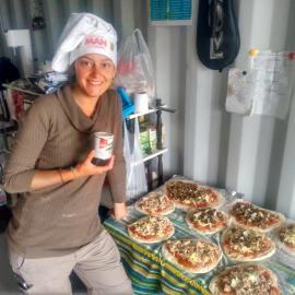 Volunteer preparing food in New Zealand