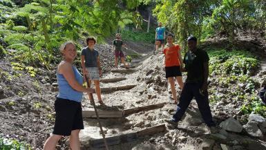 Volunteers maintaining a trail on St Eustatius