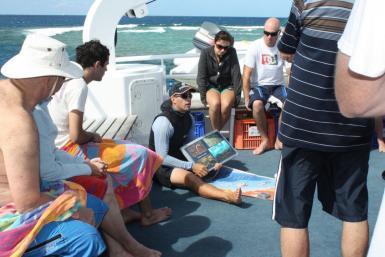 Volunteers doing research on boat in Australia