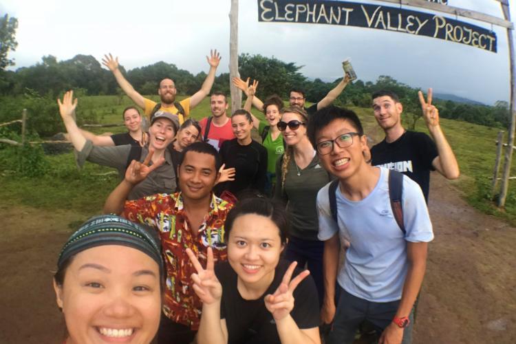 Volunteers together at elephant sanctuary